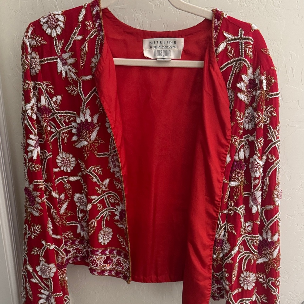 Vintage Red Bead and Sequin Jacket from I. Magnin.